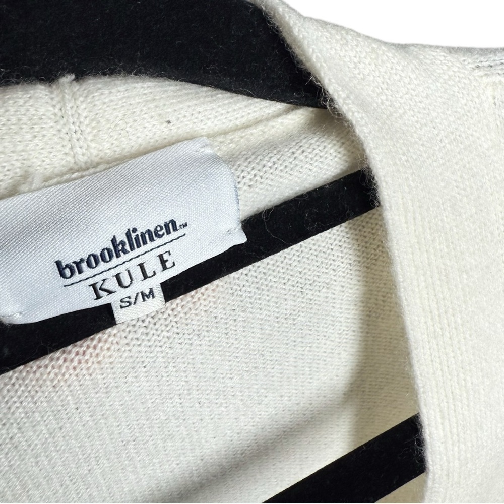 Brooklinen X Kule Cream Blue Red Plush Cashmere Wool Blend Robe - S/M - Picture 6 of 13
